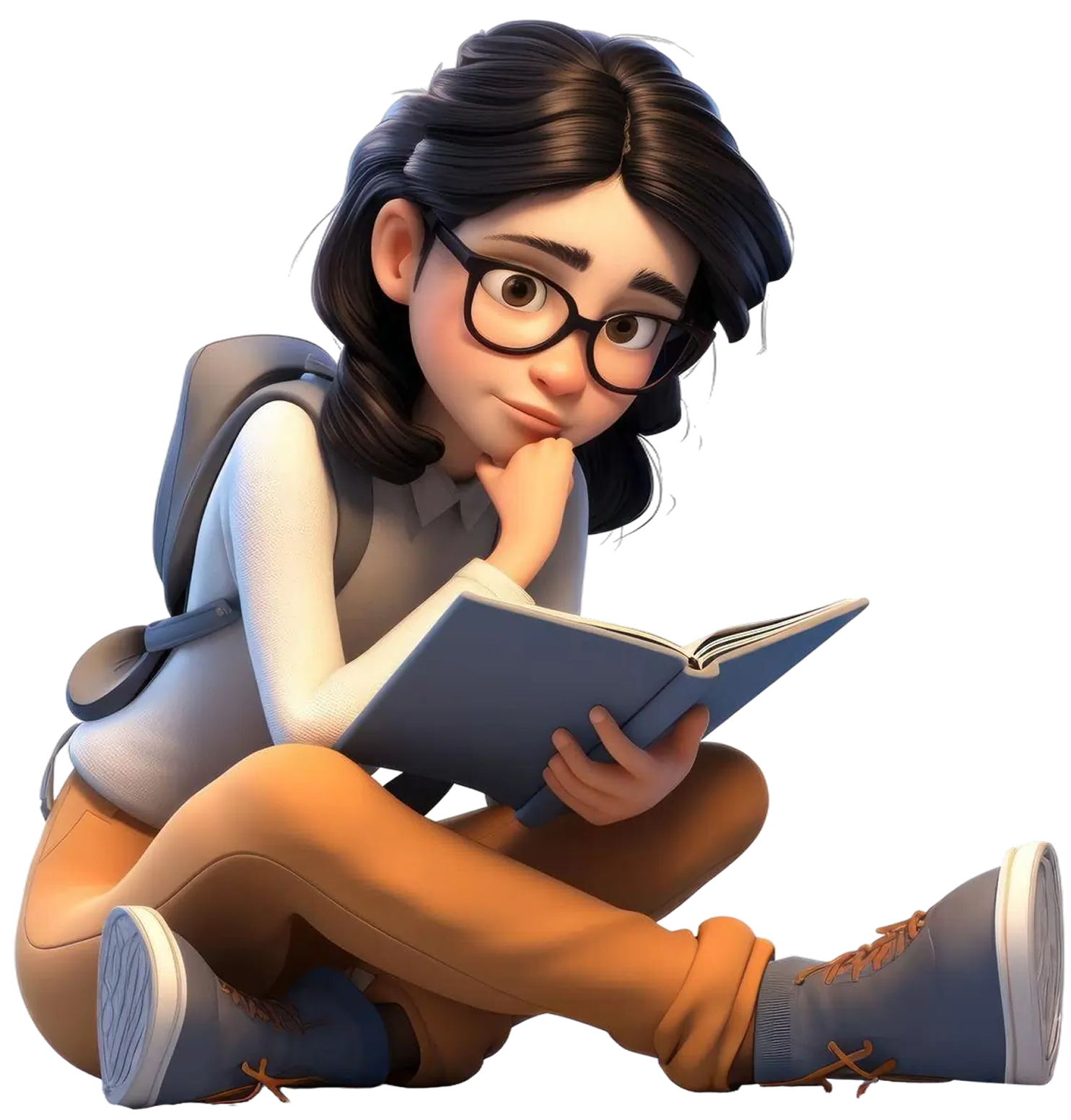 Student reading a book